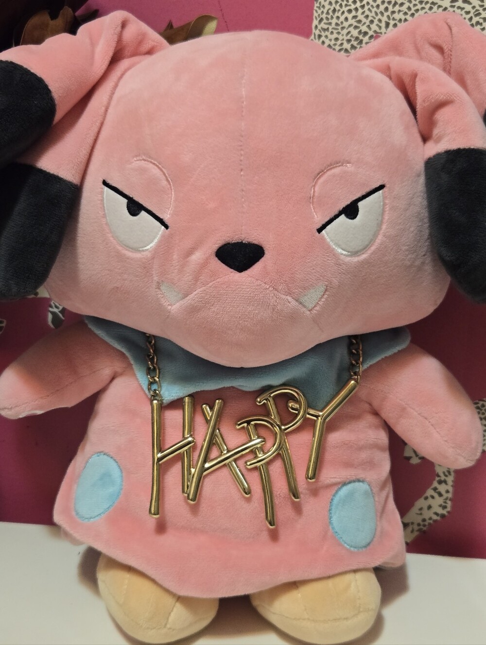 😁EUC Betsey Johnson X Trolls "Happy" Chunky Script Strand Statement Necklace😁
